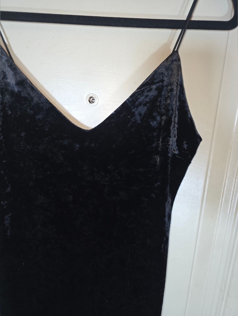 Revamped Black Velvet Midi Slip Dress with Thin‎ Straps - Picture 10 of 12